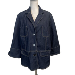 Apostropher Denim Jean Barn Jacket Blazer Plus size 22W Stretch Pockets Casual